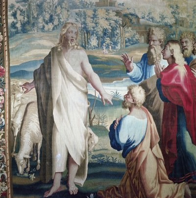 Arazzo raffigurante gli Atti degli Apostoli, la chiamata di San Paolo (dettaglio di Cristo e San Pietro), tessuto alla Manifattura di Beauvais sotto la direzione di Philippe Behagle, 1695-98 da Raffaello Sanzio Raphael